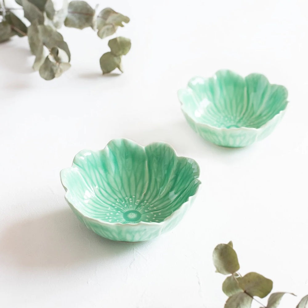 Bol ceramic verde, 17 cm, Flora - BORDALLO PINHEIRO - Image 1