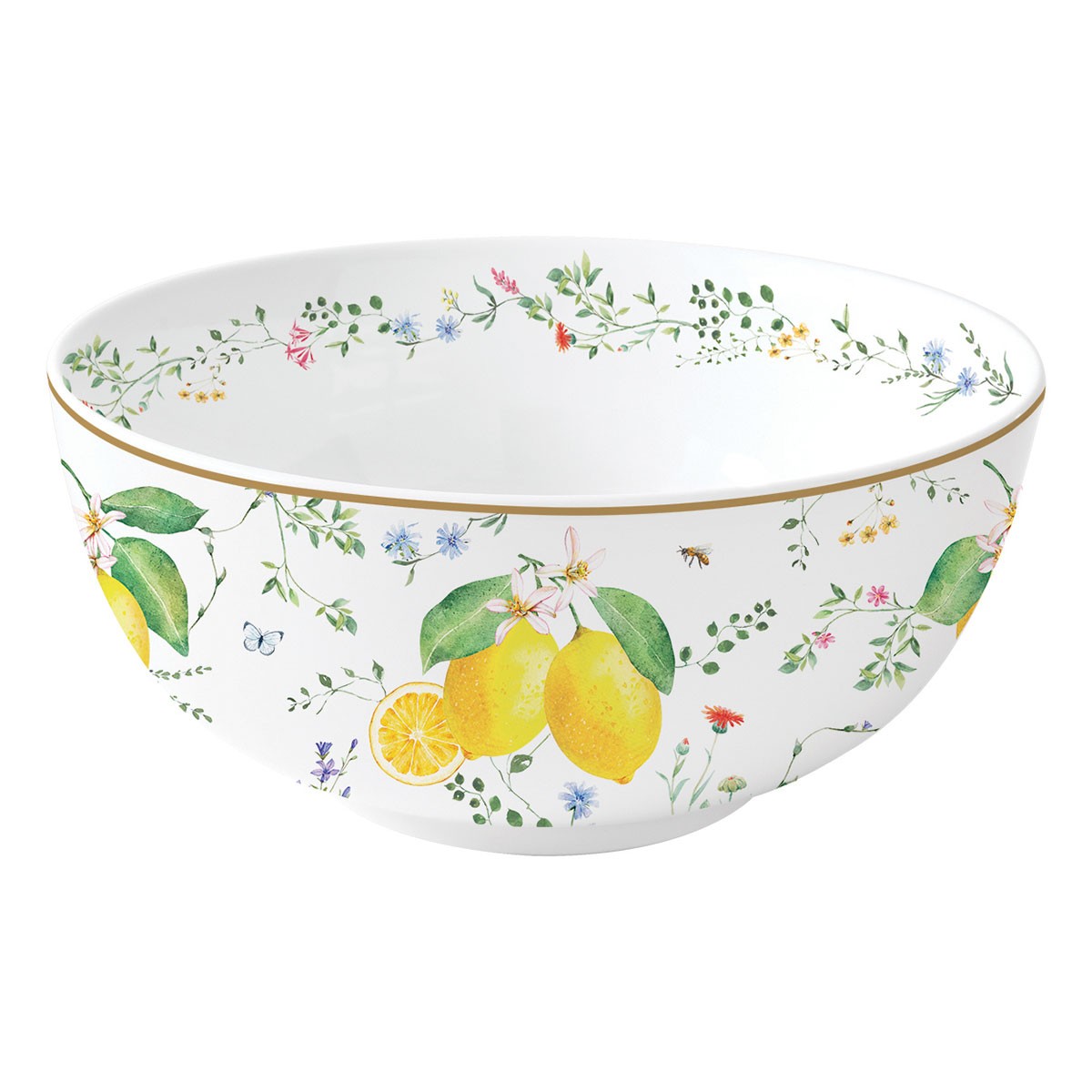 Bol din portelan, 23 cm, Fleurs Citrons - SIMONA'S COOKSHOP