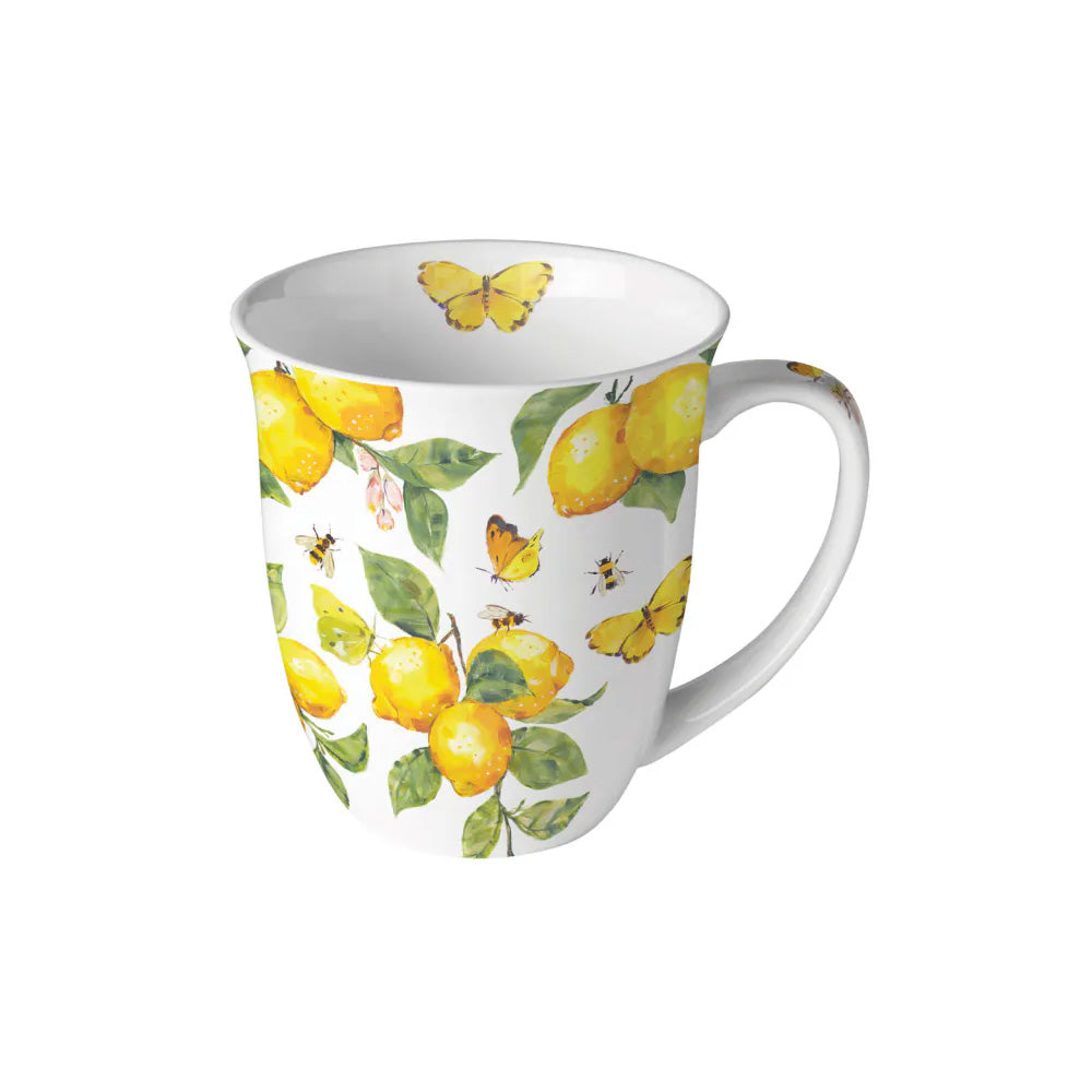 Cana din portelan, 400 ml, Fresh Lemons White - AMBIENTE
