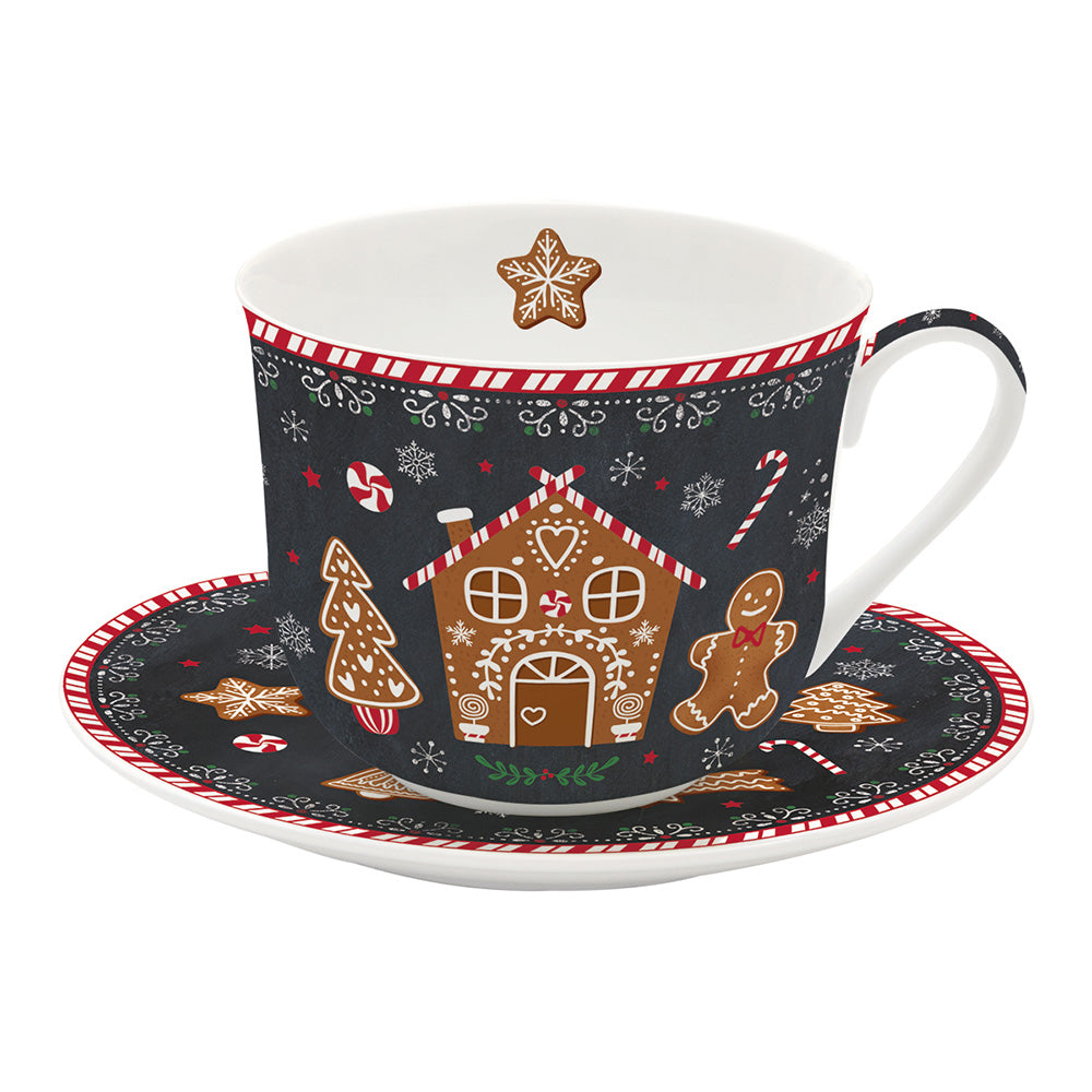 Ceasca si farfurie mic dejun, 400 ml, Gingerbread - EASY LIFE