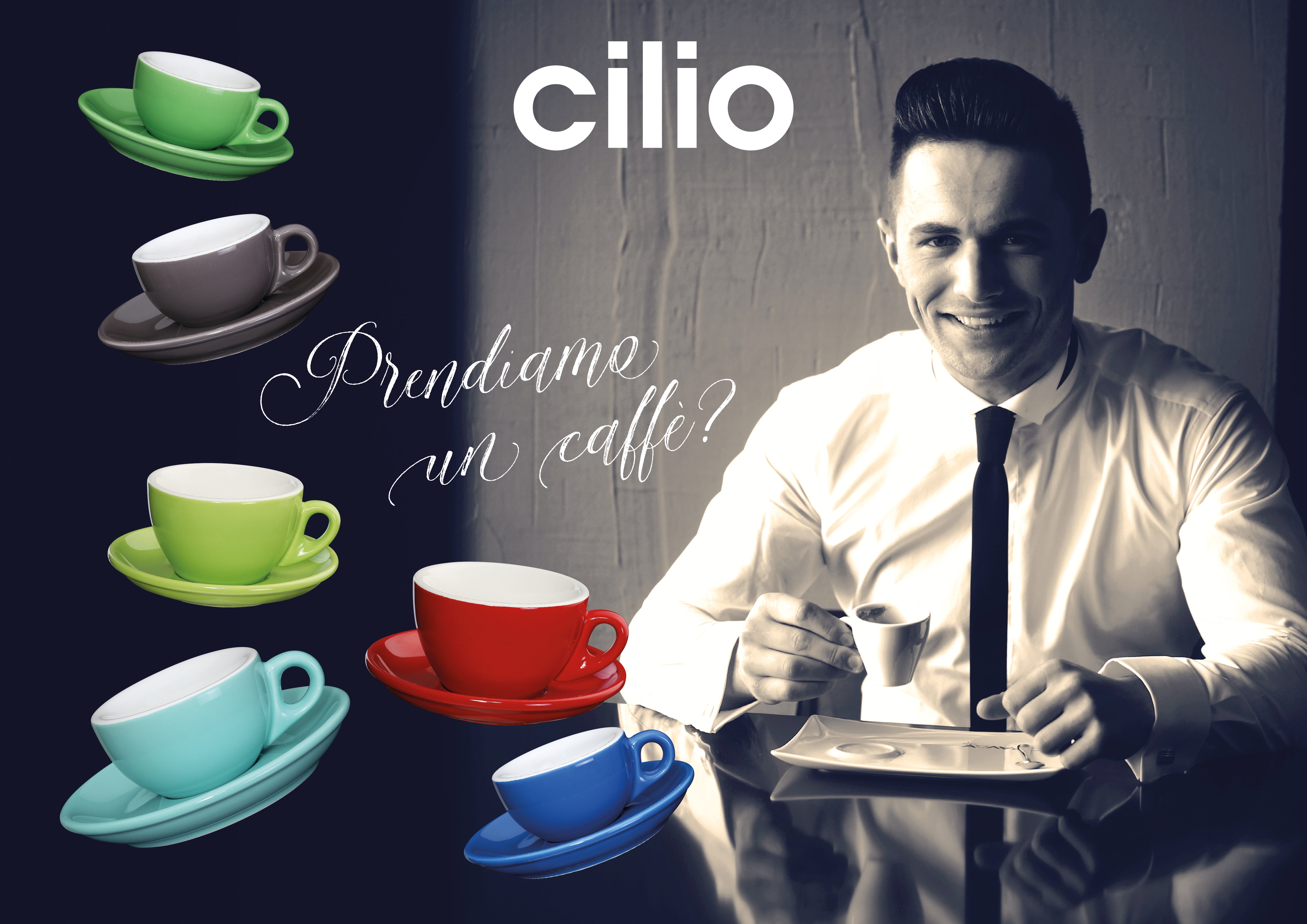 Ceasca si farfurie de espresso, rosu, 50 ml, colectia Roma - CILIO - Image 2