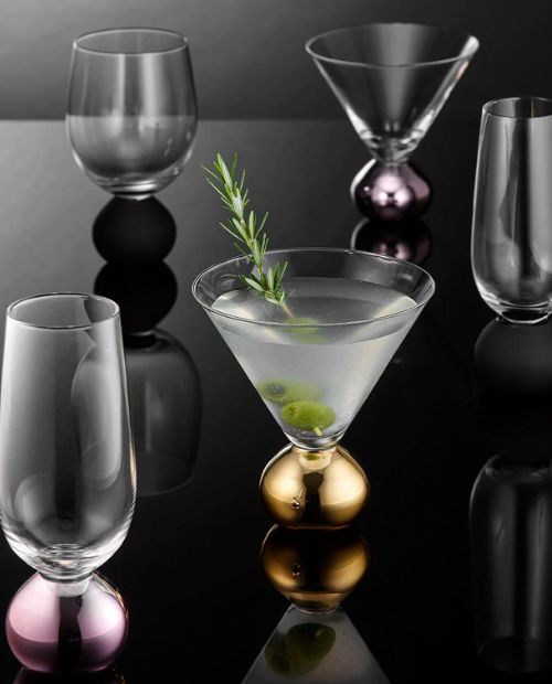 Set 2 pahare pentru martini, sticla cristalina, Astrid Gold - SIMONA'S COOKSHOP - Image 2