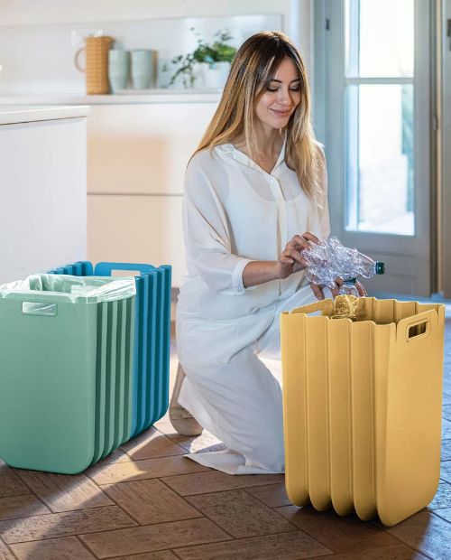 Cos pliabil pentru deseuri reciclabile, 25 litri, verde, Eco Packly - GUZZINI - Image 1