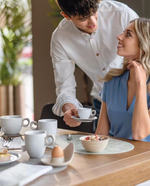 Set 4 cesti cu 4 farfurioare pentru espresso, 50 ml, gri, Everyday - GUZZINI - Image 1