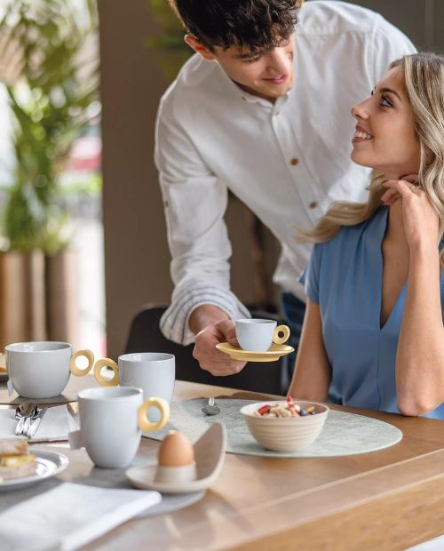 Set 4 cesti cu 4 farfurioare pentru espresso, 50 ml, galben, Everyday - GUZZINI - Image 1