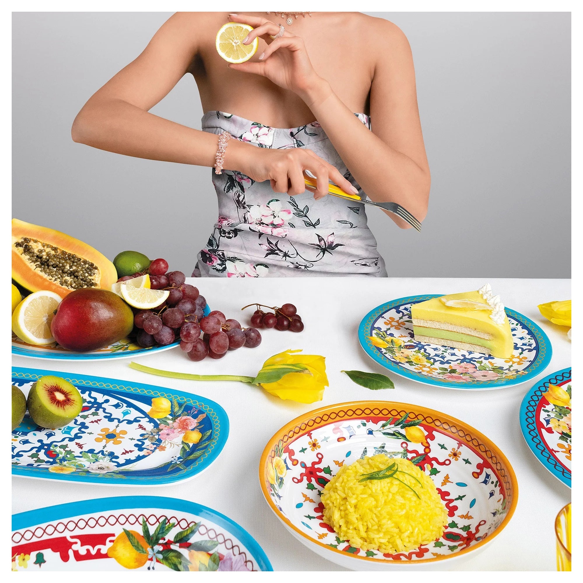 Farfurie pentru cina, 27.5 cm, Flower&Lemon - GUZZINI - Image 2