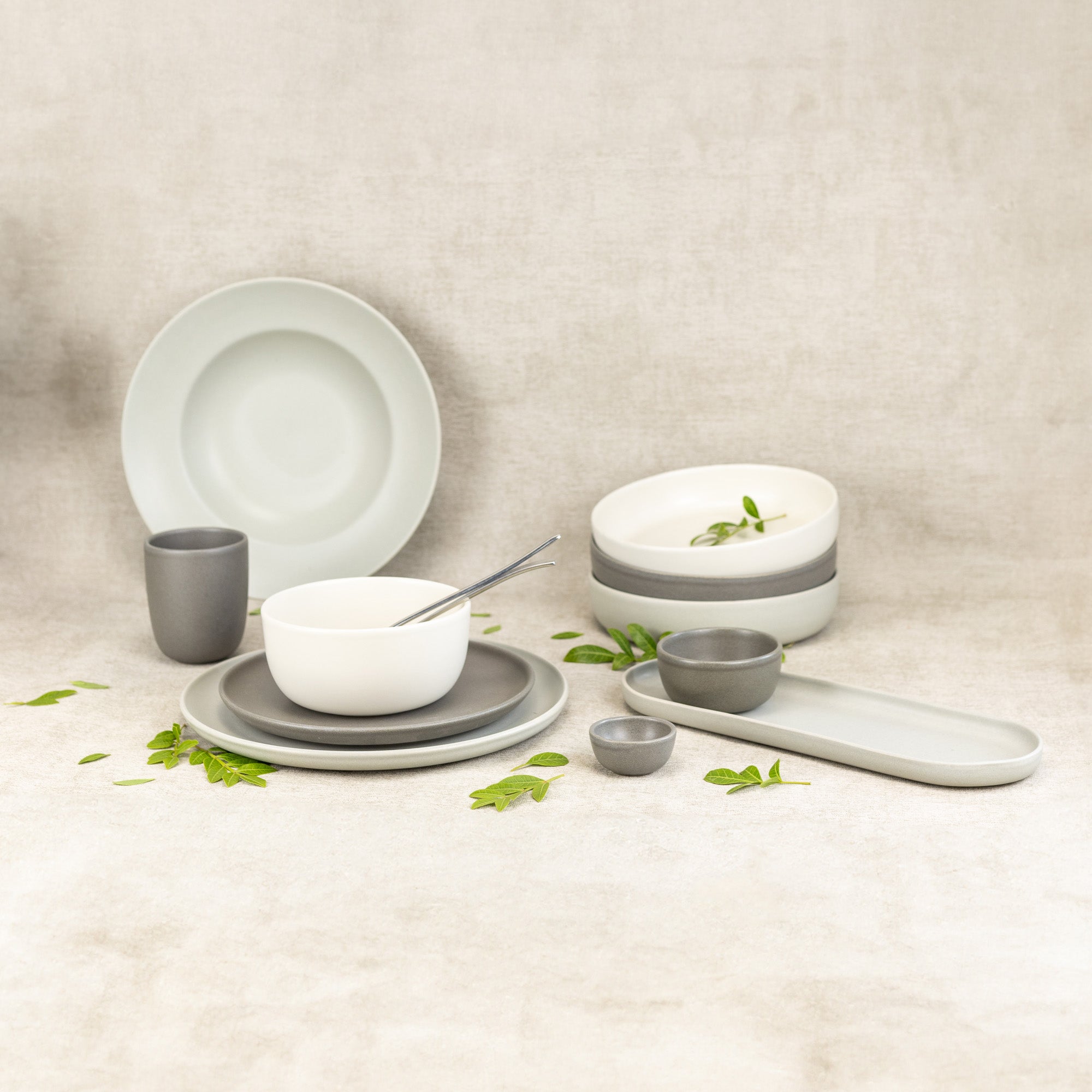 Bol ceramic cu maner, 14x11 cm, Mira Light Grey - VILLACER - Image 2