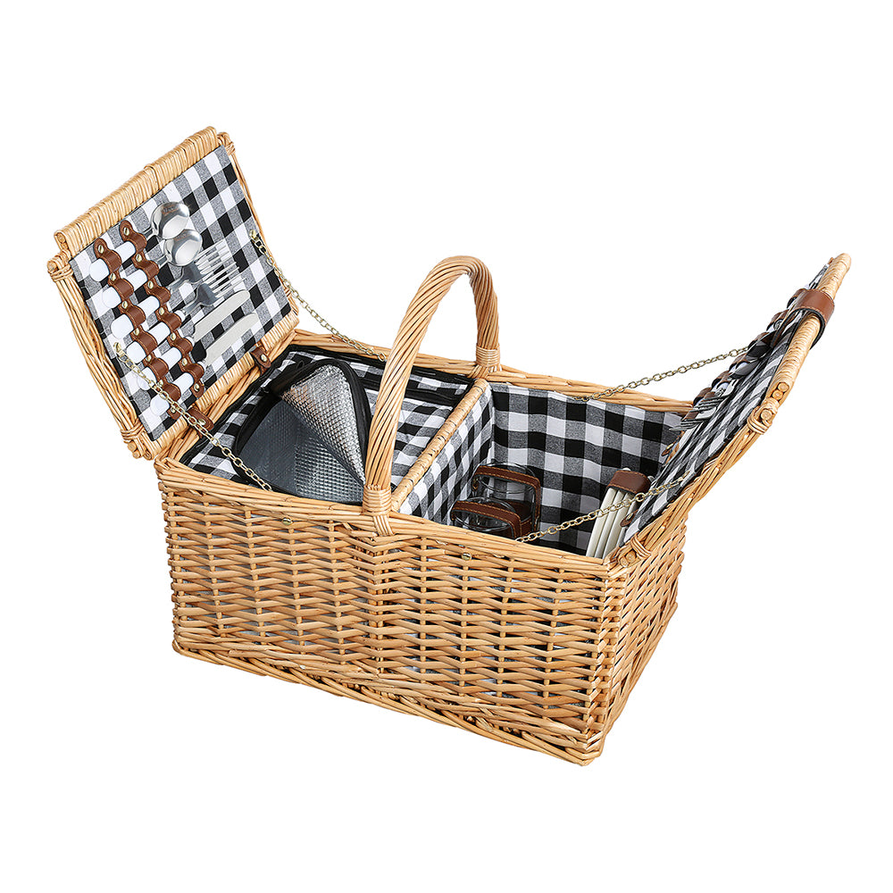 Cos de picnic pentru 4 persoane, salcie impletita, model Lugano - CILIO