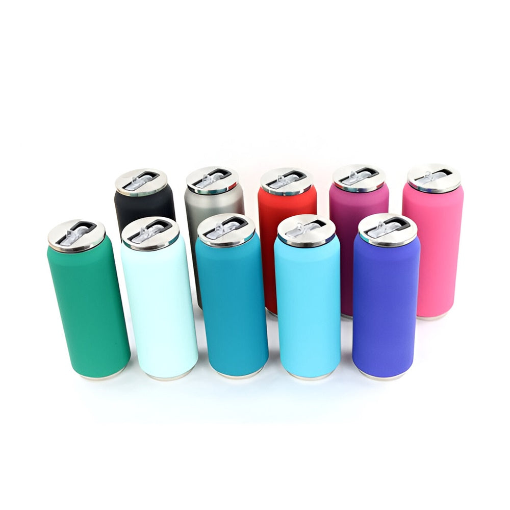 Cutie izoterma cu pai, 500 ml, albastru, colectia Soft touch - YOKO DESIGN - Image 1