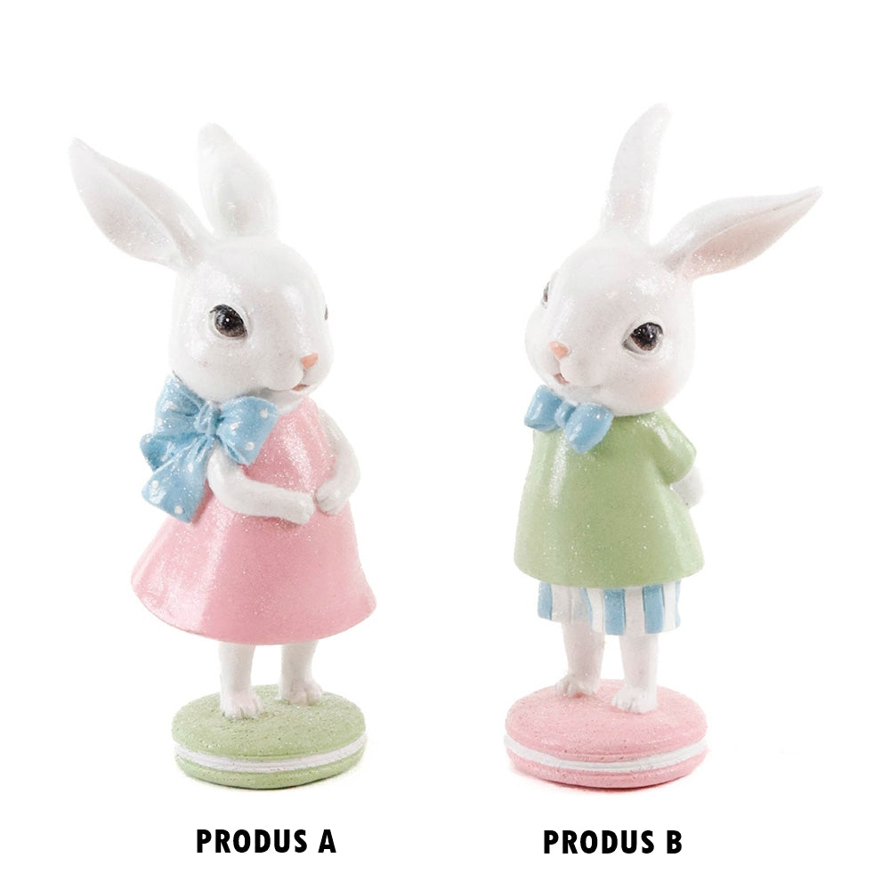 Decoratiune iepure Pip pe macaron, roz/verde, 15 cm - COOKSHOP SPECIALS