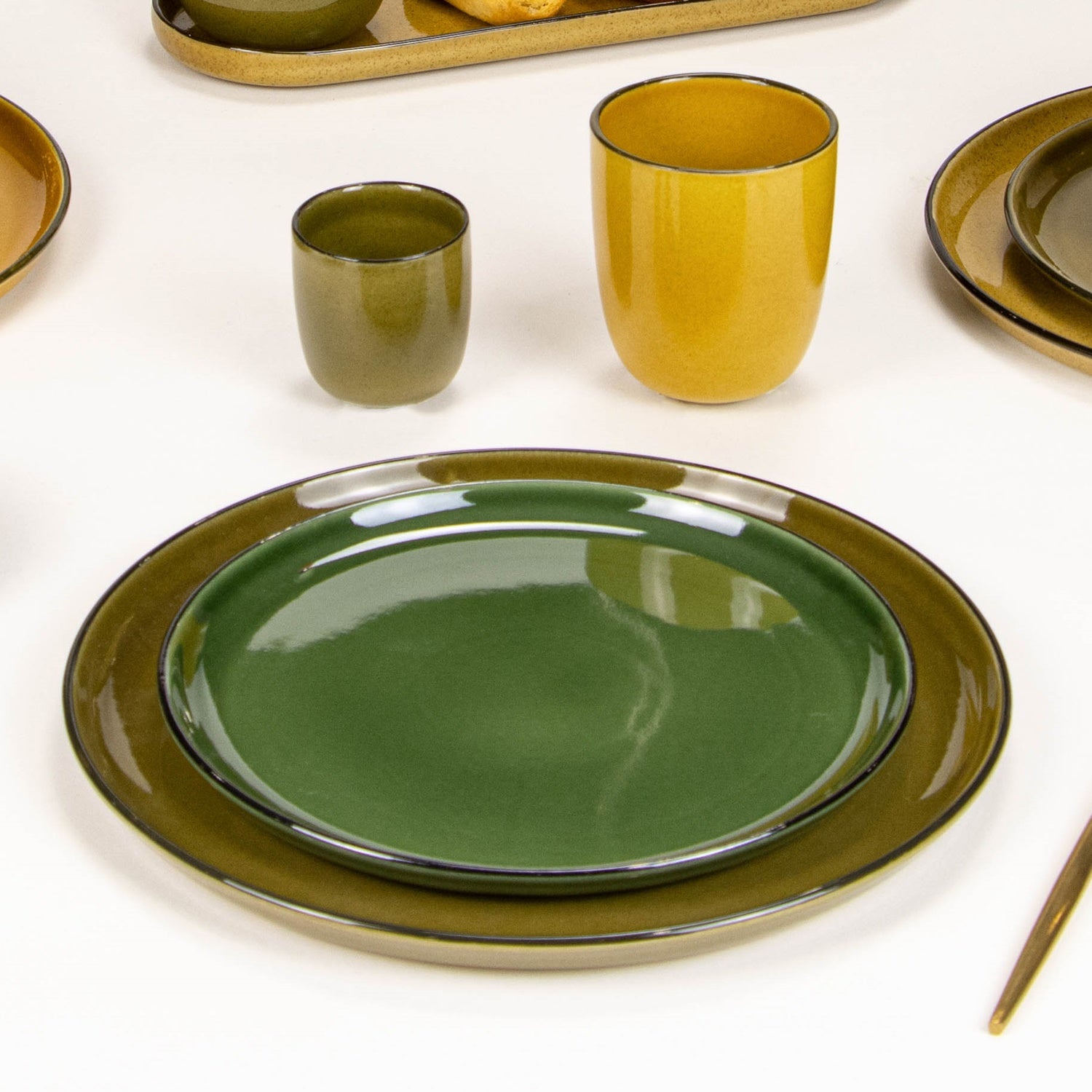 Farfurie ceramica pentru desert, 22 cm, Citrino Green - VILLACER