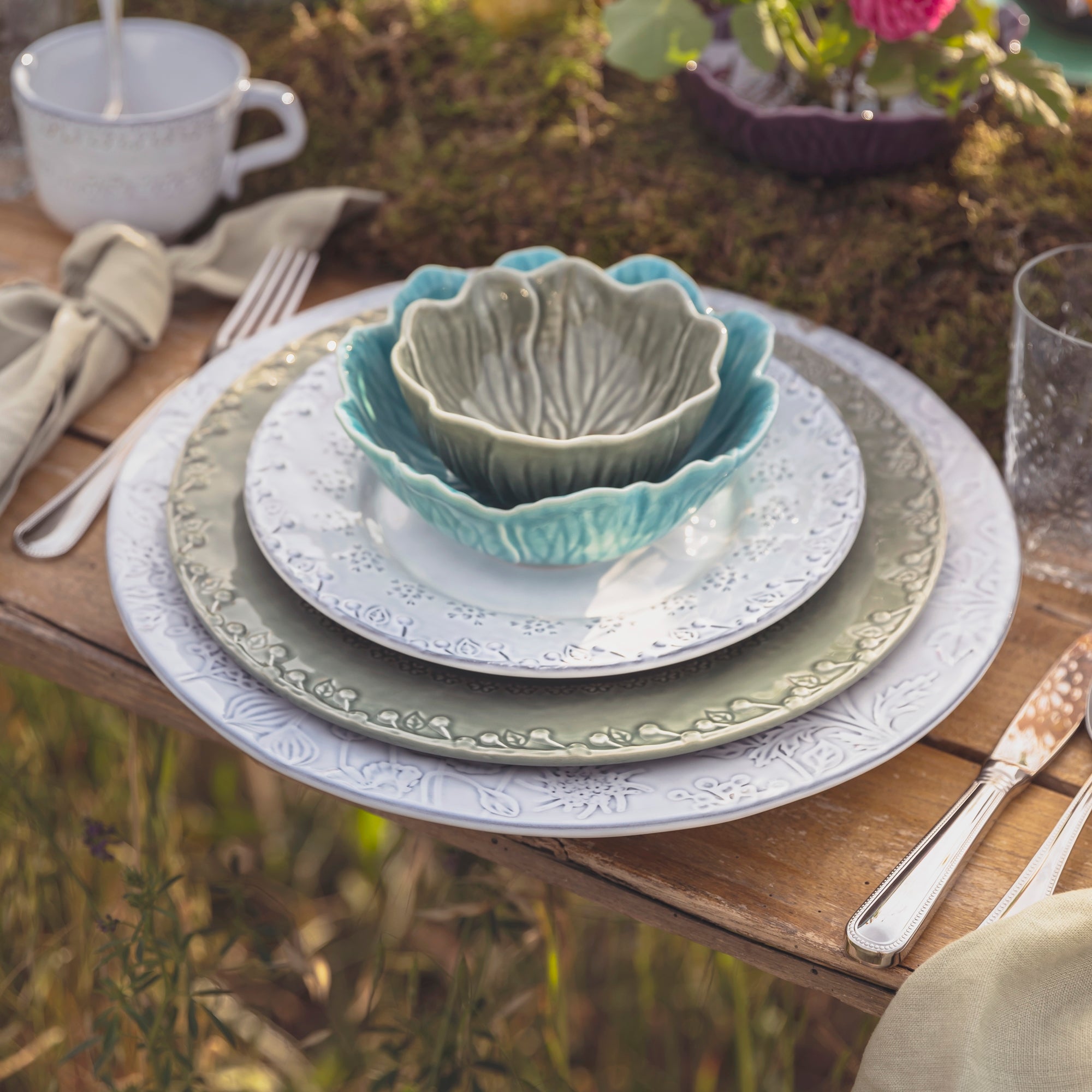 Platou dreptunghiular, verde, 45 cm, Flora - BORDALLO PINHEIRO - Image 1