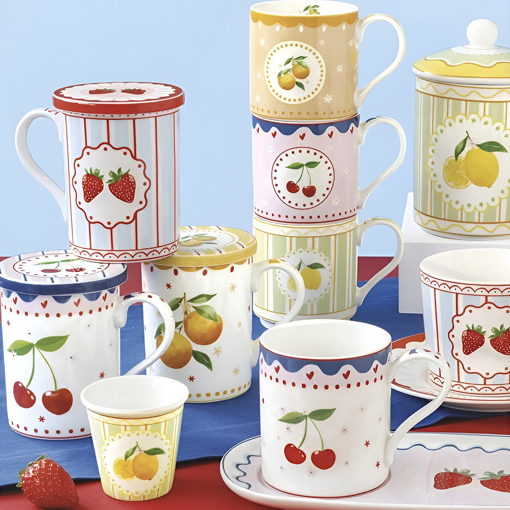 Set 4 cani din portelan, 275 ml, Fruit Mania - COOKSHOP SPECIALS