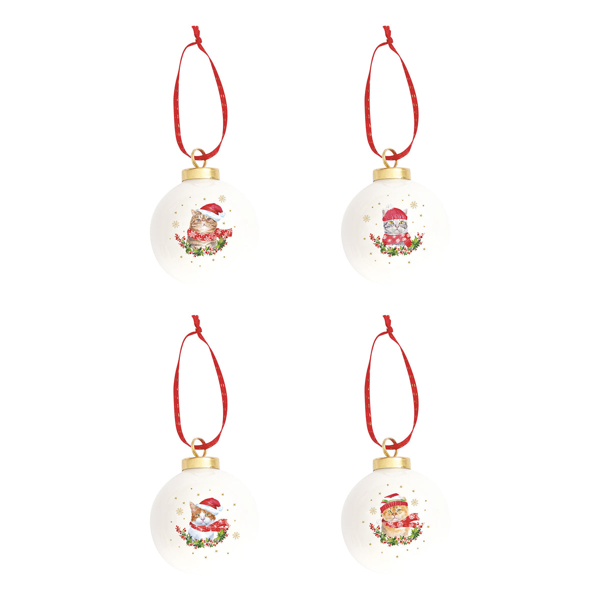 Glob decorativ din portelan, 7 cm, Christmas Cats - COOKSHOP SPECIALS
