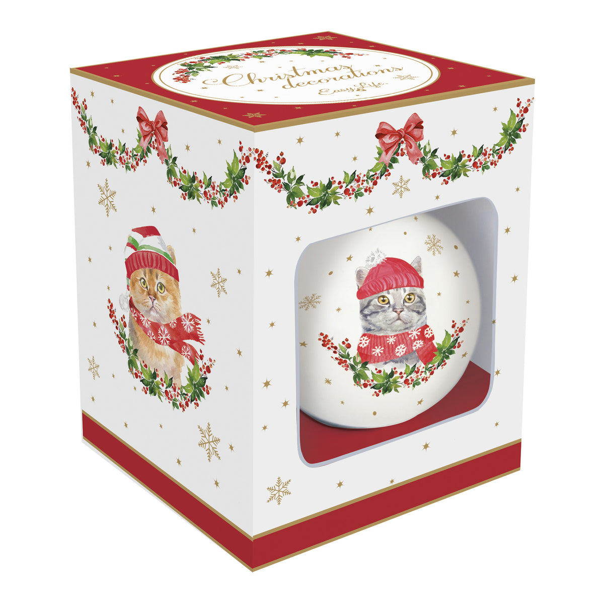 Glob decorativ din portelan, 7 cm, Christmas Cats - COOKSHOP SPECIALS