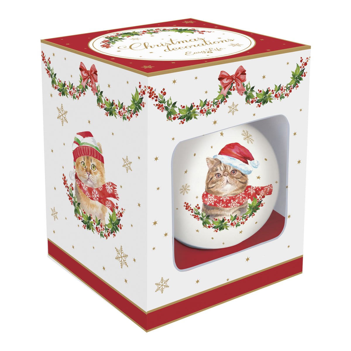 Glob decorativ din portelan, 7 cm, Christmas Cats - COOKSHOP SPECIALS