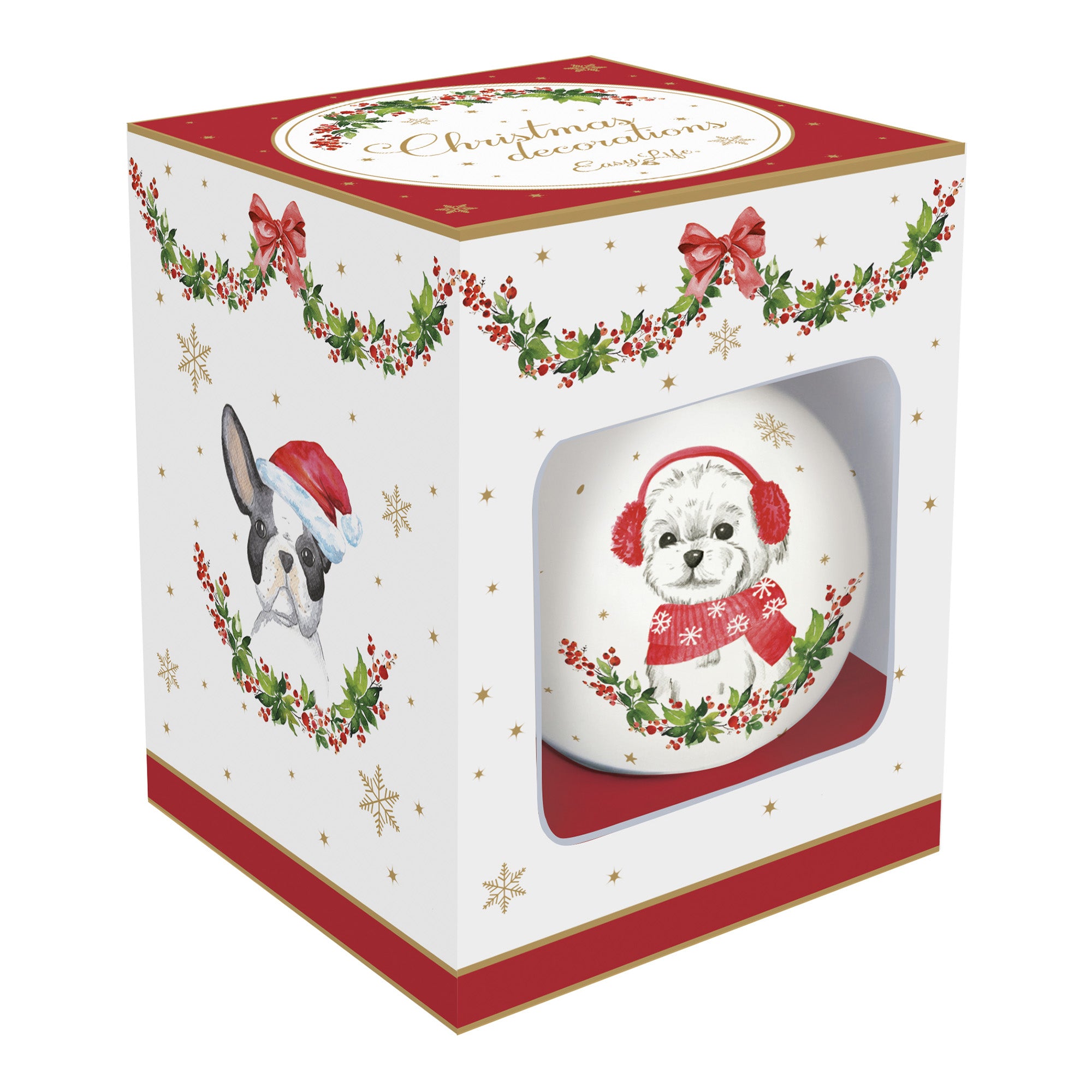 Glob decorativ din portelan, 7 cm, Christmas Dogs - COOKSHOP SPECIALS