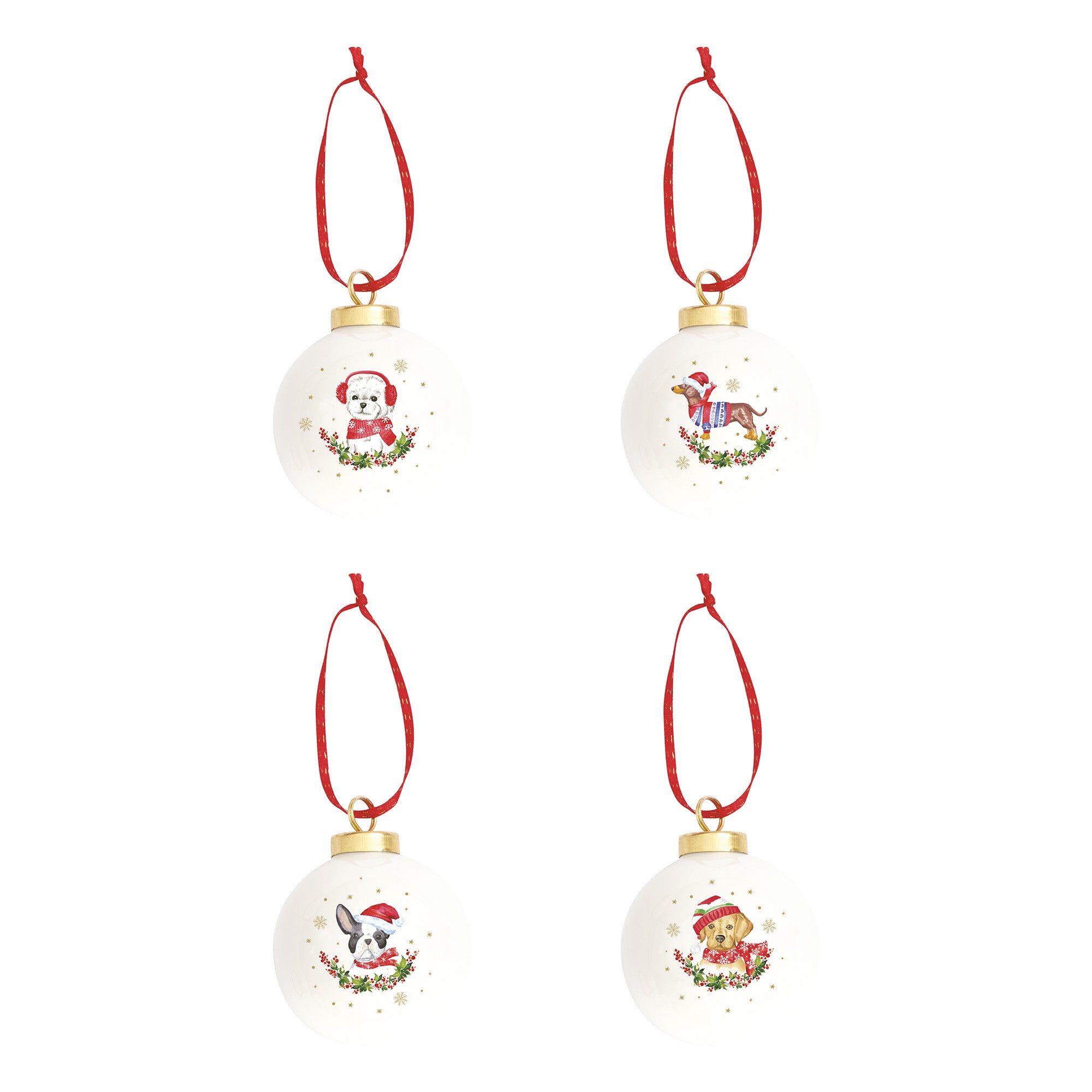 Glob decorativ din portelan, 7 cm, Christmas Dogs - COOKSHOP SPECIALS