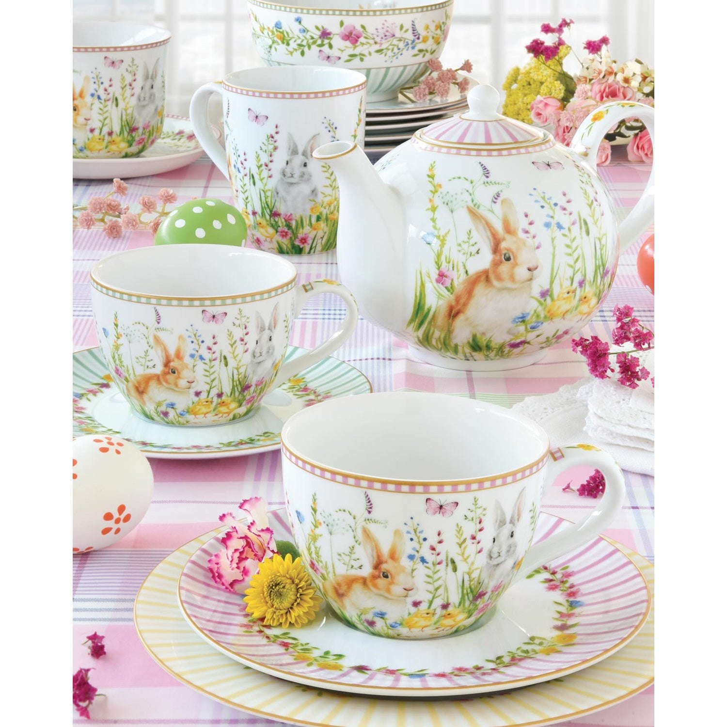 Set 2 cesti si farfurii pentru ceai, 240 ml, Happy Easter - SIMONA'S COOKSHOP - Image 1