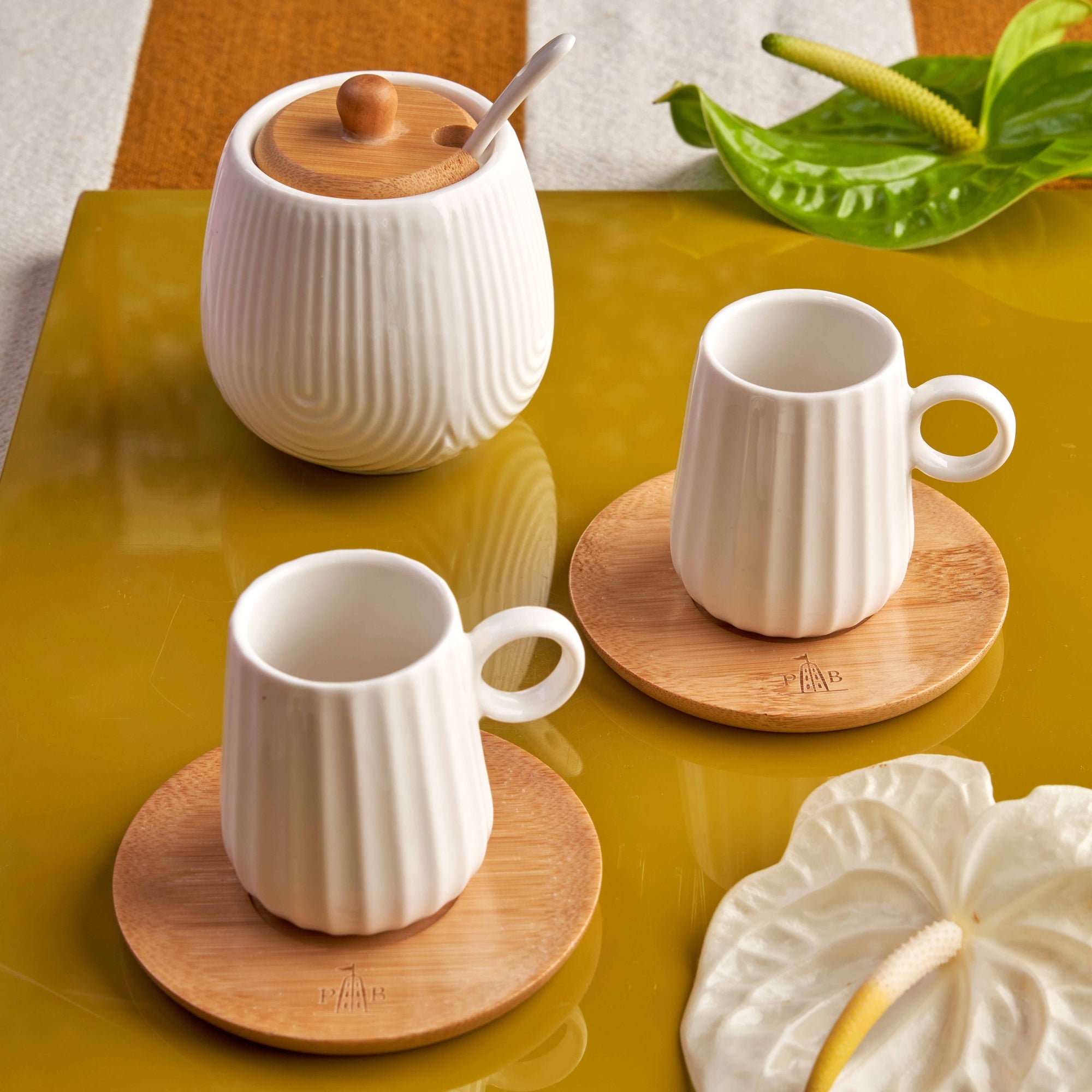 Set 6 cesti pentru cafea si farfurii, 90 ml, Intavola Stripes - LA PORCELLANA BIANCA