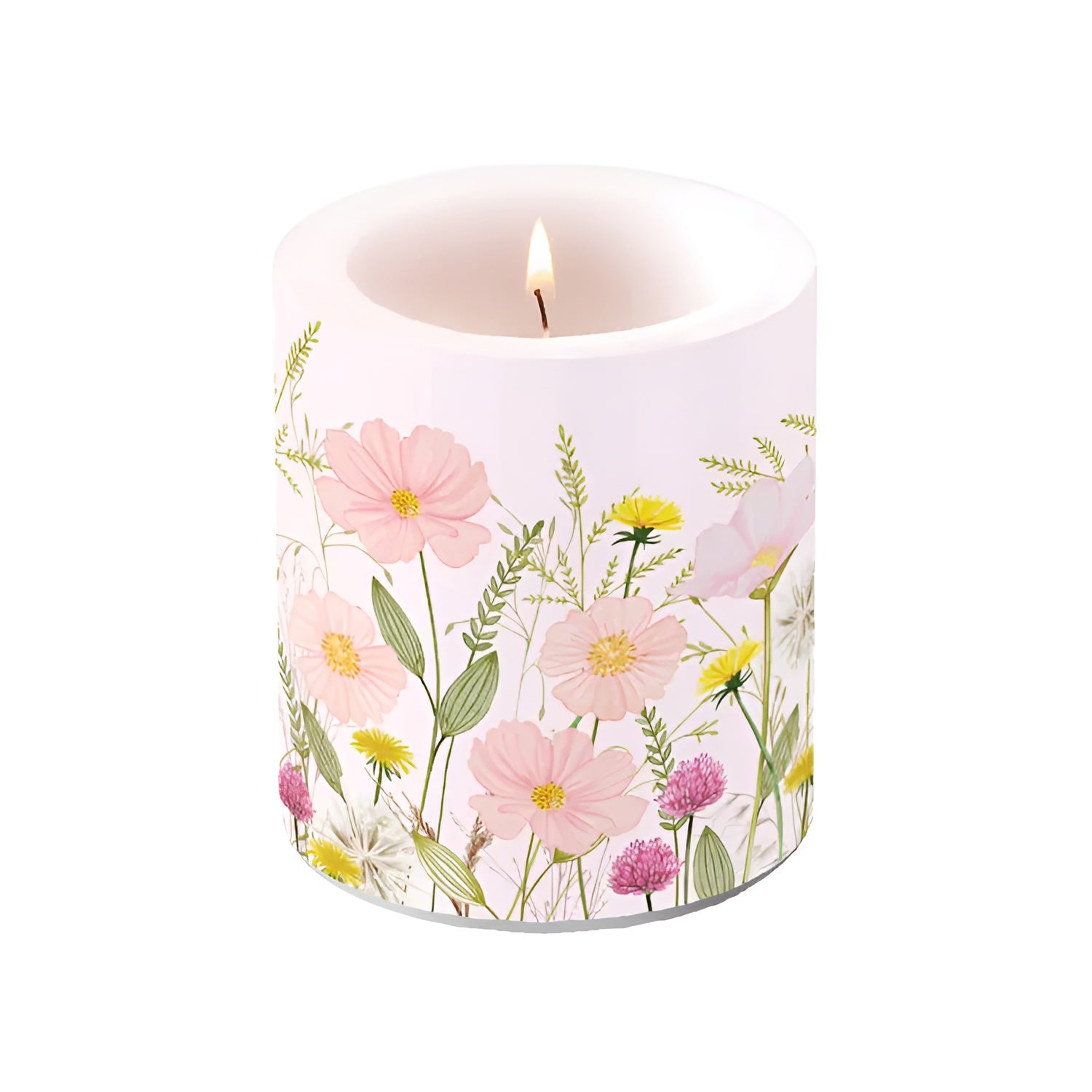 Lumanare decorativa, 10 cm, Pastel Flowers Pink - AMBIENTE