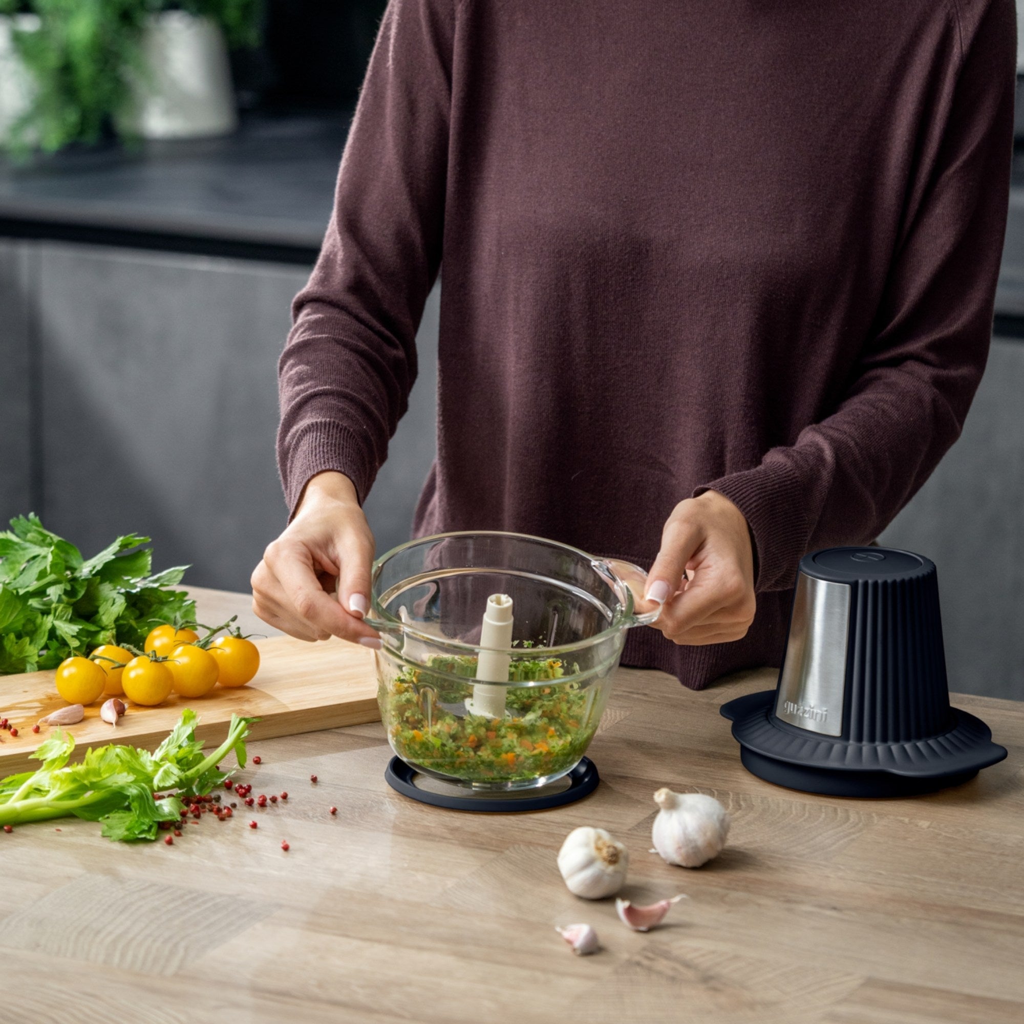Mini chopper electric, antracit, 500 ml, Sous Chef - GUZZINI