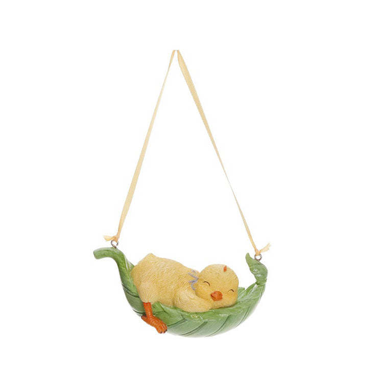 Ornament rata/pui/iepure dormind pe frunza, 12 cm - COOKSHOP SPECIALS