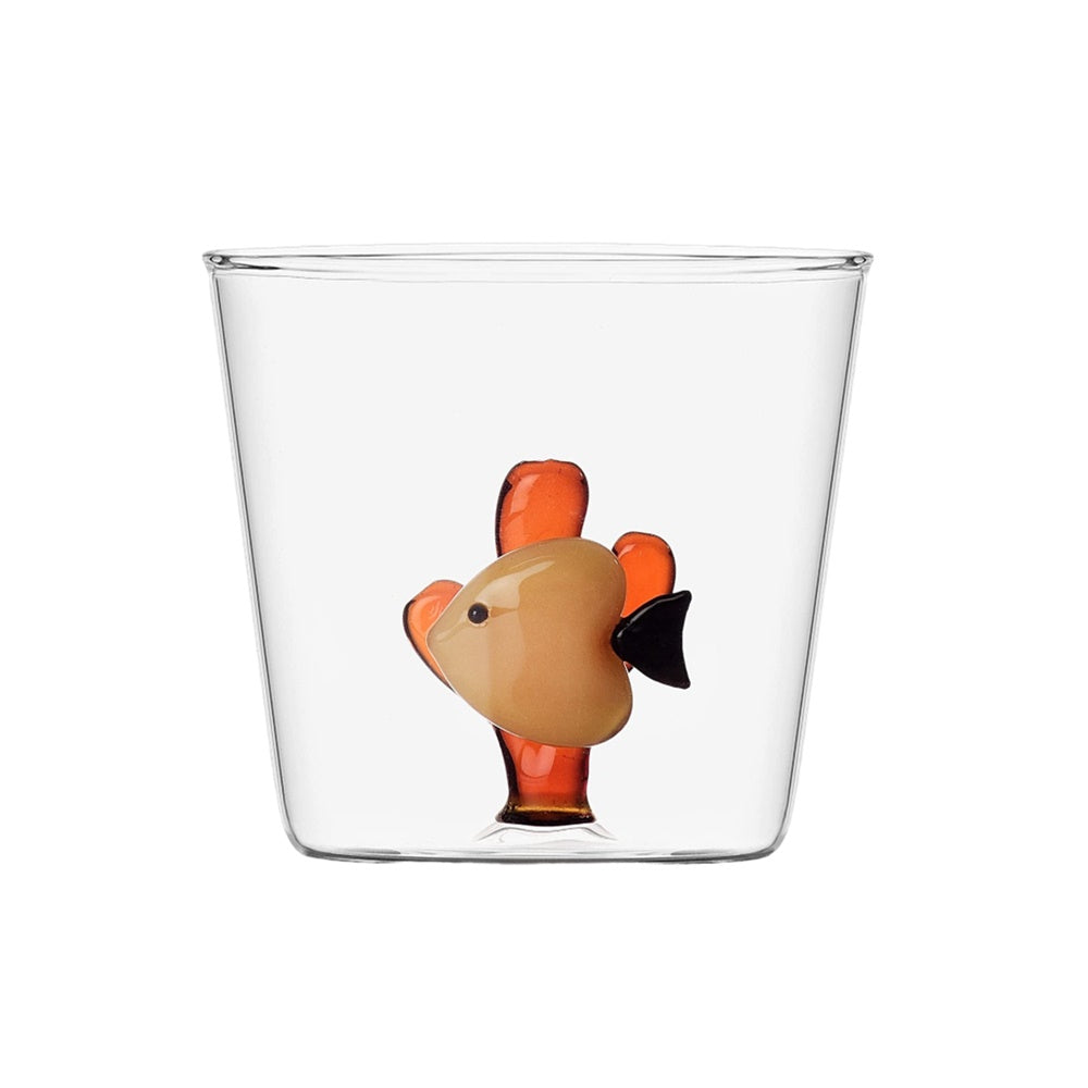 Pahar pentru apa, coral/peste chihlimbar, 8 cm, Marine Garden - designer Alessandra Baldereschi - ICHENDORF