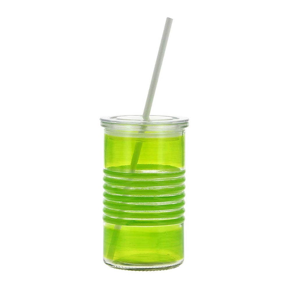 Pahar din sticla cu pai, 440 ml, verde, Jolla - COOKSHOP SPECIALS