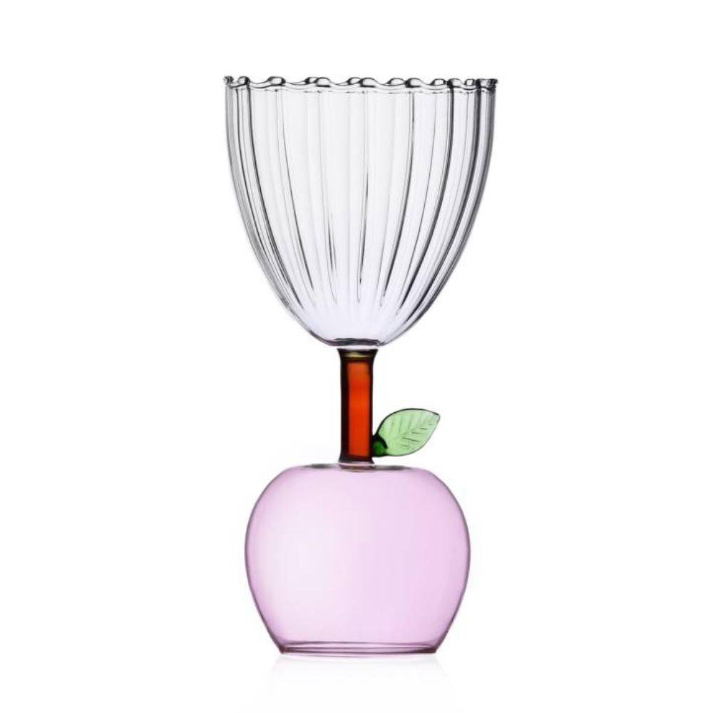 Pahar pentru vin, cu picior mar, Pink, Fruits and Flower - designer Alessandra Baldereschi - ICHENDORF