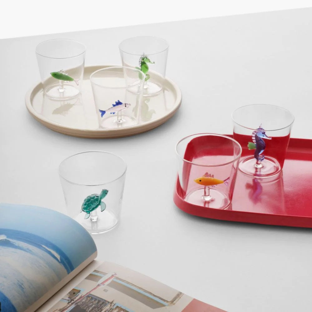 Pahar pentru apa, sardina roz, 8 cm, Marine Garden - designer Alessandra Baldereschi - ICHENDORF - Image 1