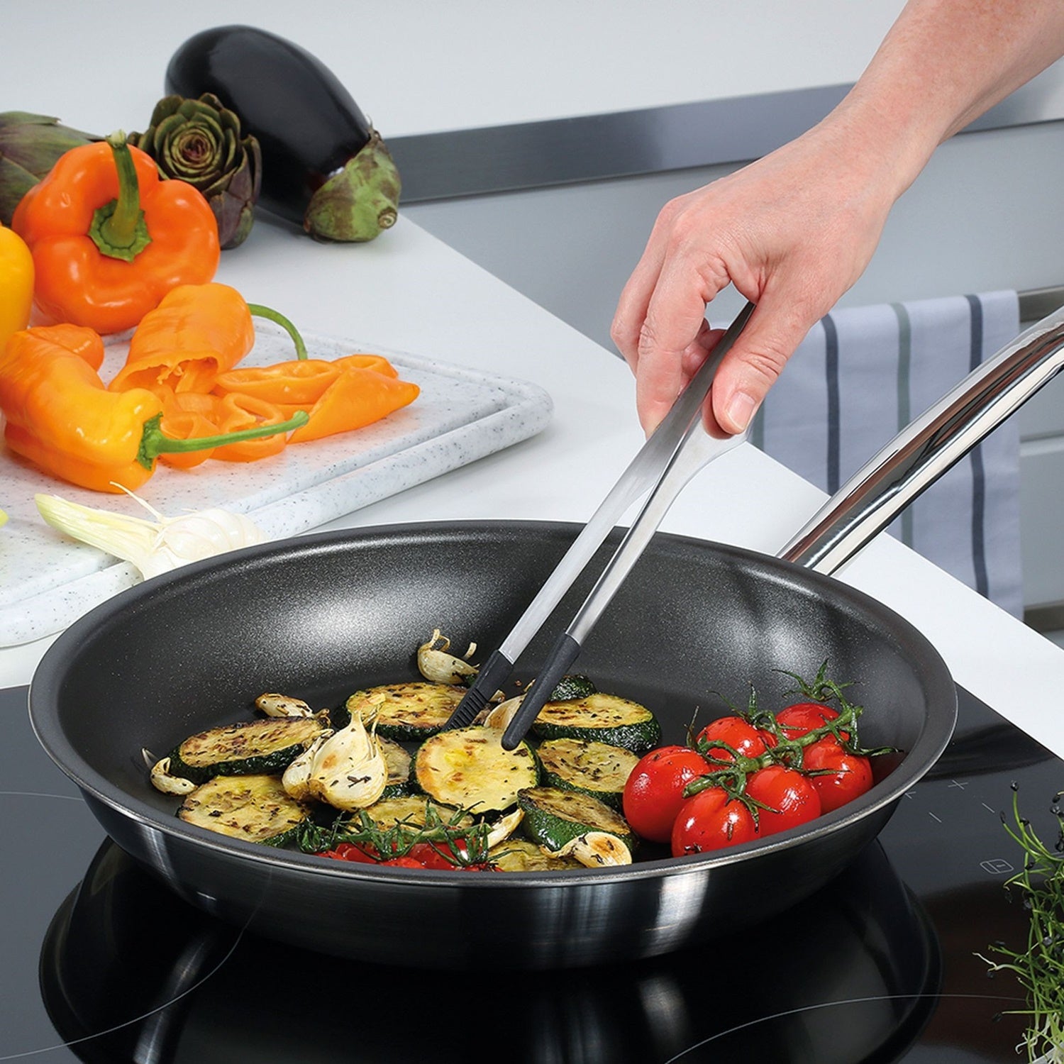 Penseta alimentara cu varfuri siliconate, 22 cm, inox, Tools Fusion 2+ - SPRING - Image 1