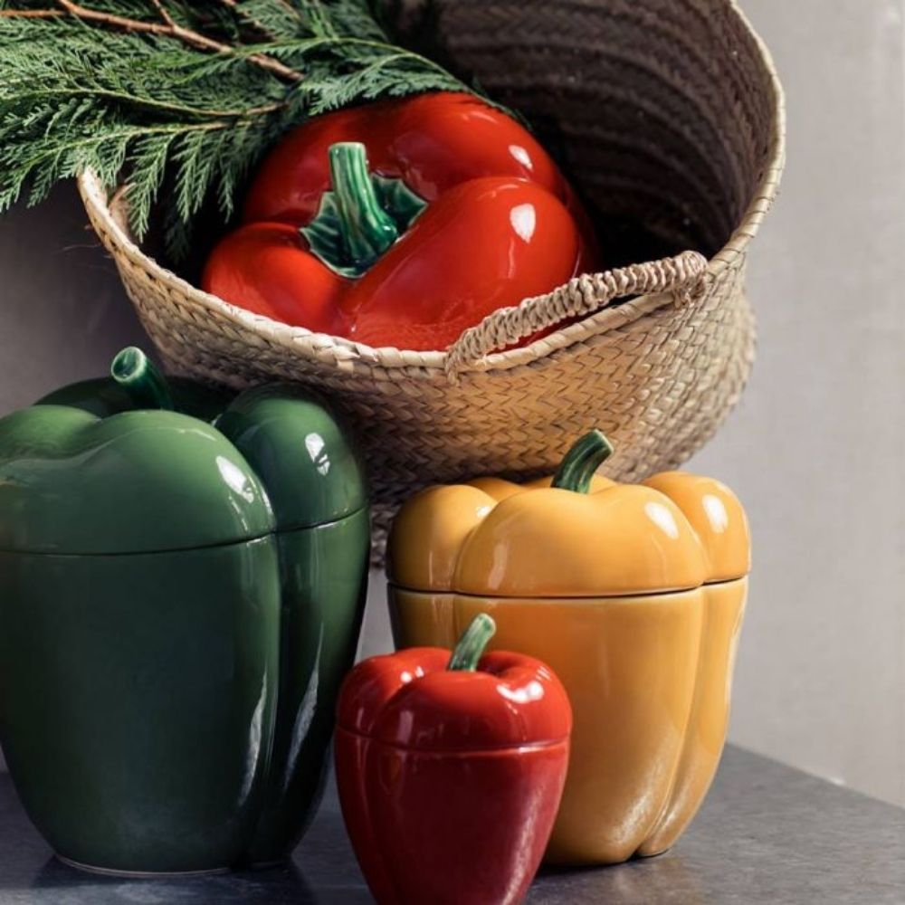 Cutie ceramica cu capac, verde, 14.3 cm, Pepper - BORDALLO PINHEIRO - Image 1