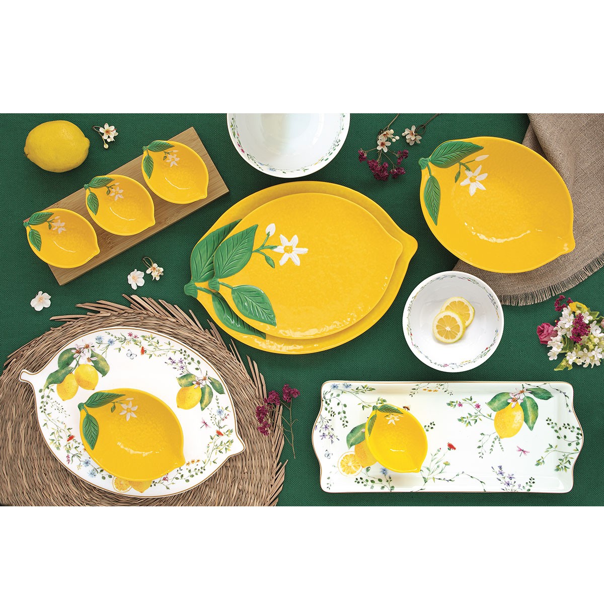 Platou din portelan, 30x22 cm, Fleurs Citrons - SIMONA'S COOKSHOP - Image 1