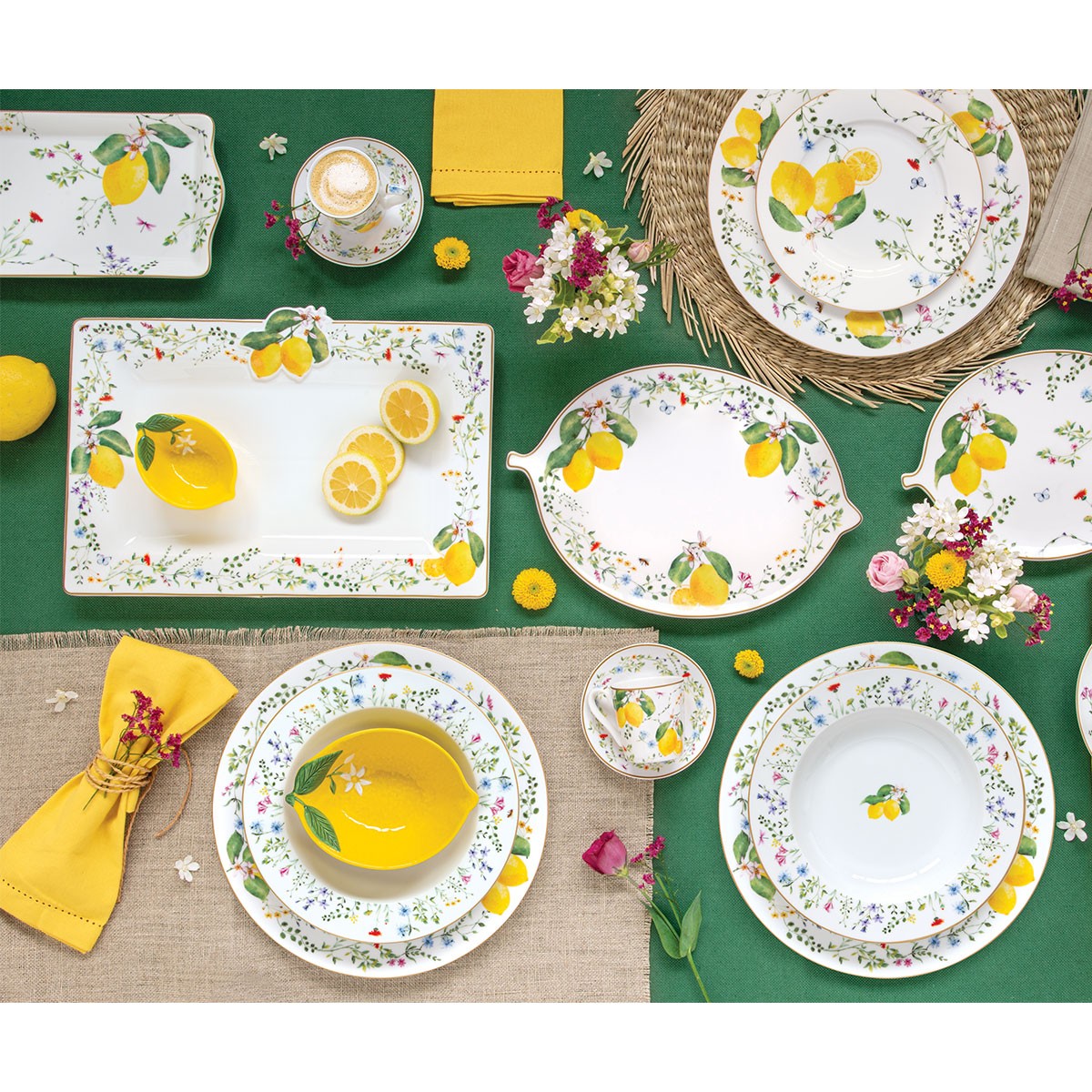 Platou din portelan, 36x24 cm, Fleurs Citrons - SIMONA'S COOKSHOP - Image 1