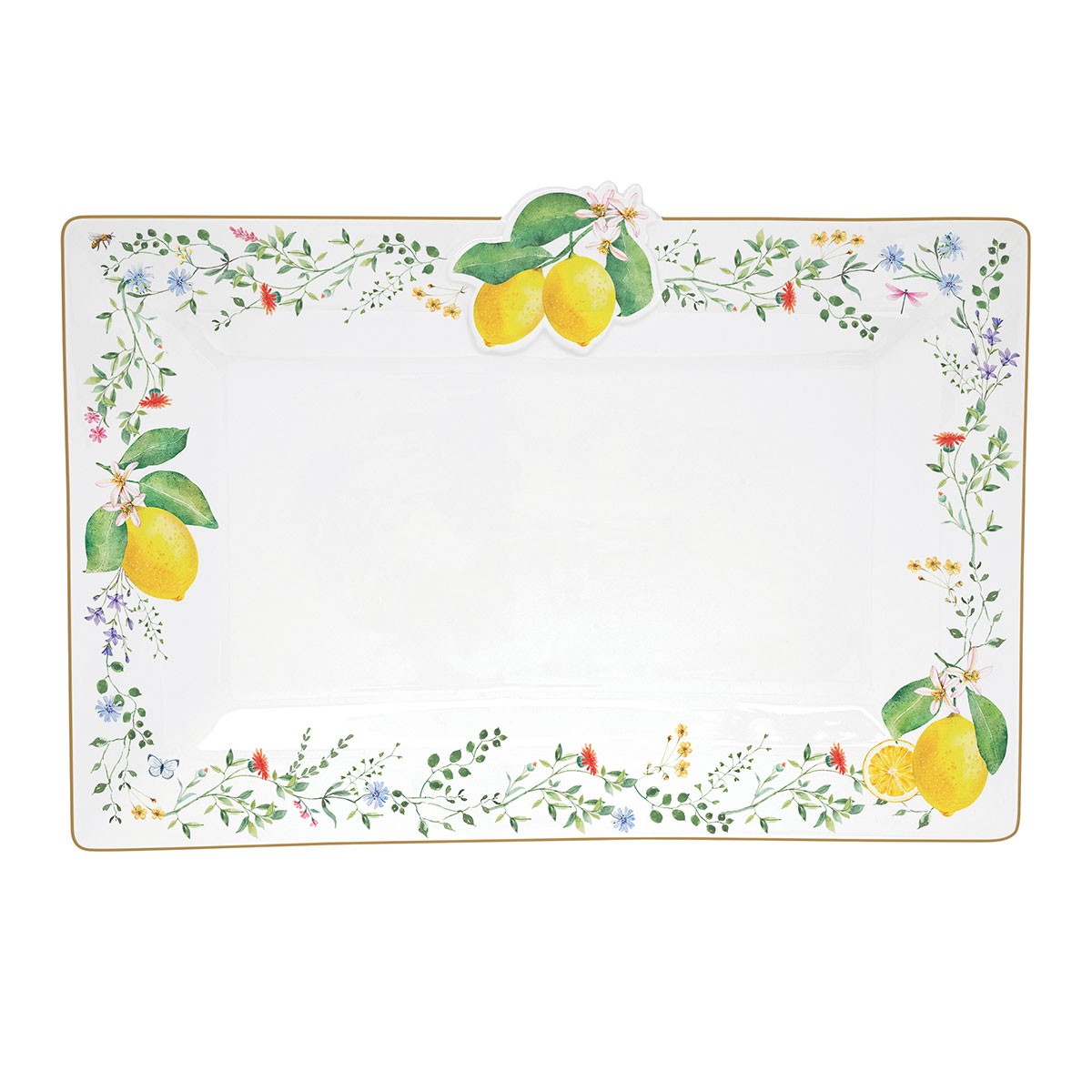 Platou din portelan, 36x24 cm, Fleurs Citrons - SIMONA'S COOKSHOP