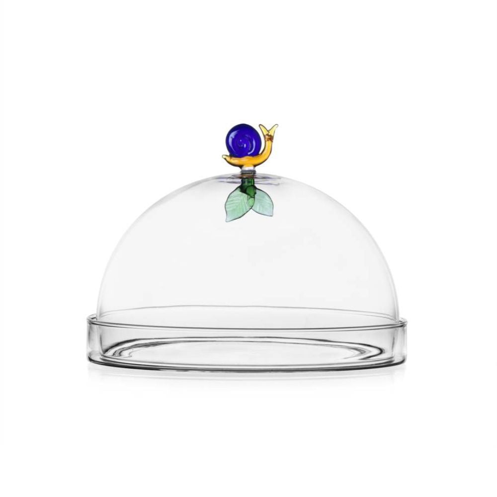 Platou din sticla cu capac, Melc, Animal Farm - designer Alessandra Baldereschi - ICHENDORF