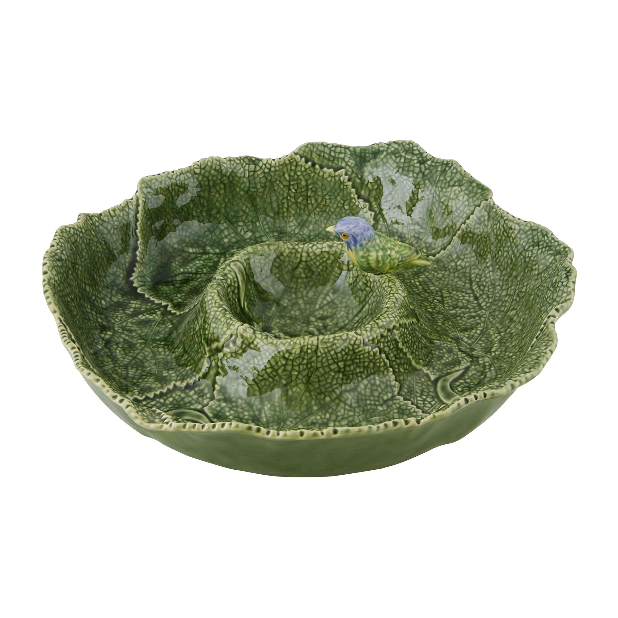 Platou ceramic cu pasare albastra, 19 cm, Cineraria - BORDALLO PINHEIRO