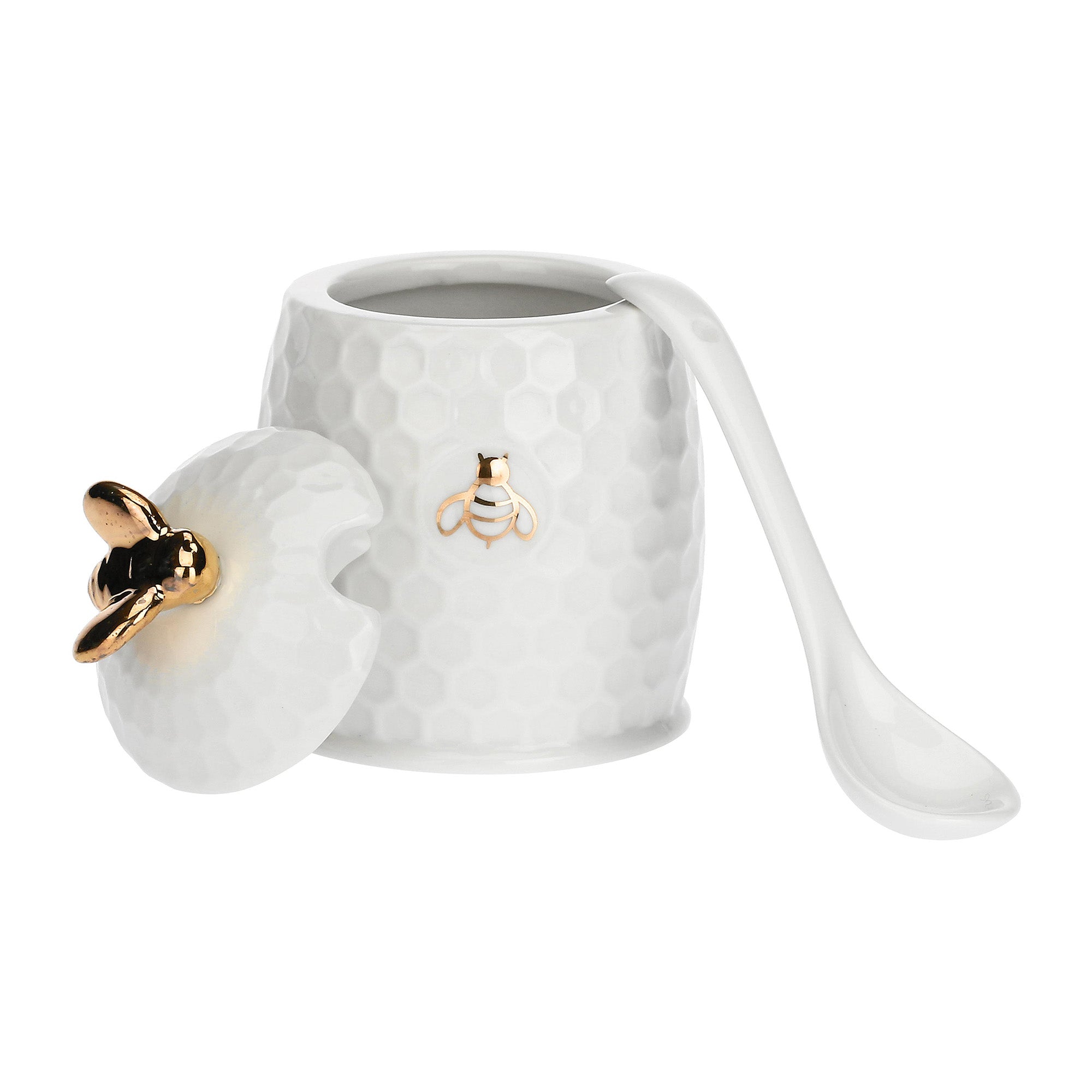 Recipient pentru miere cu lingura, 10 cm, Aperegina Gold - SIMONA'S COOKSHOP - Image 1