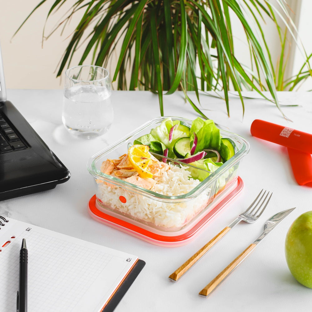 Recipient ermetic din sticla cu capac Stor'eat, 1000 ml, rosu - MASTRAD - Image 1