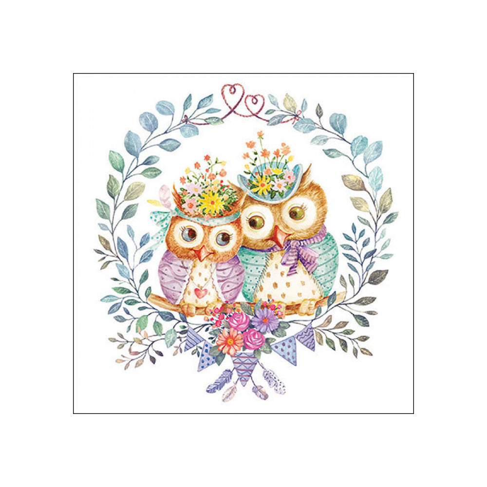 Servetele de masa, 20 buc, 33x33 cm, Owl couple in love - AMBIENTE