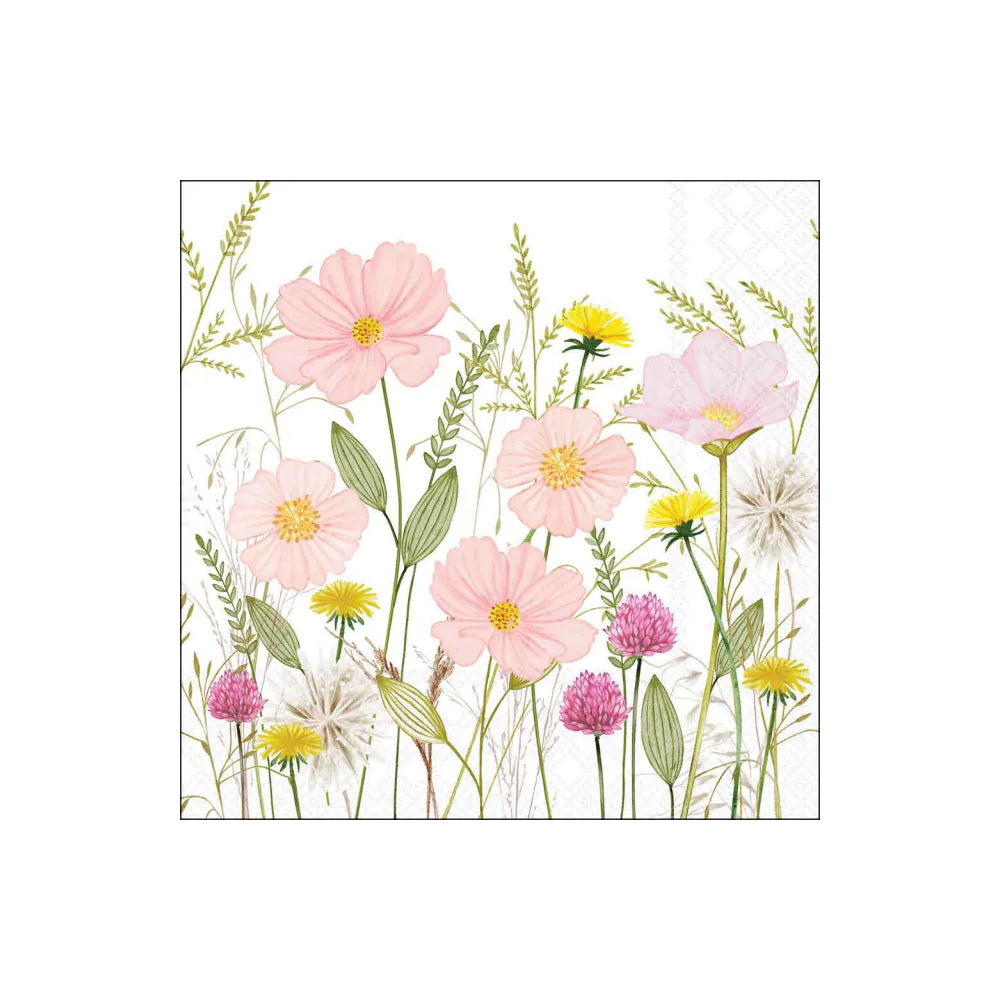 Servetele de masa, 20 buc, 33x33 cm, Pastel Flowers White - AMBIENTE