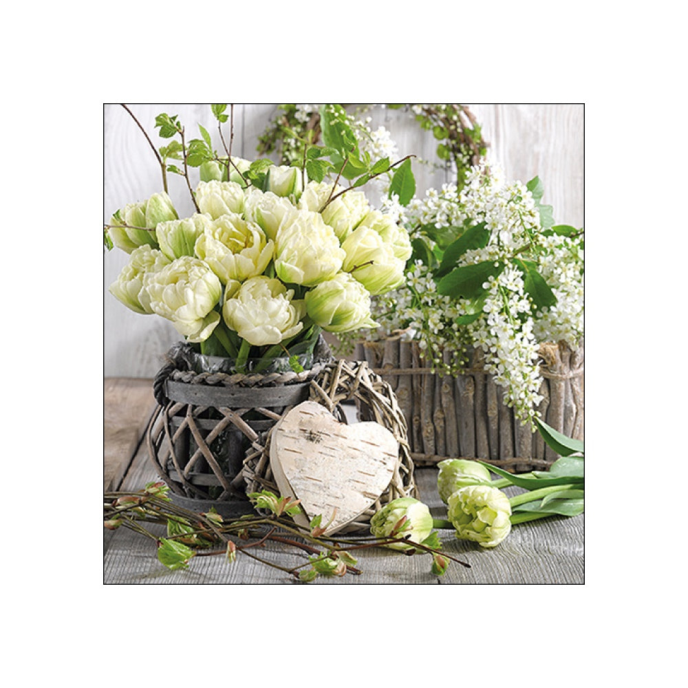 Servetele de masa, 20 buc, 33x33 cm, White Tulips - AMBIENTE