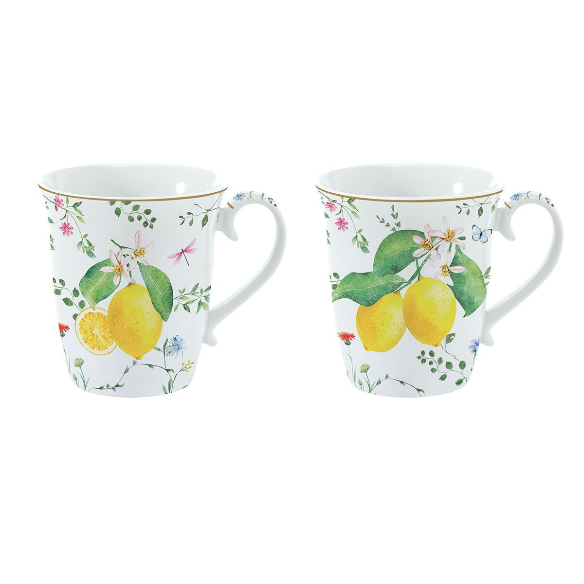 Set 2 cani din portelan, 275 ml, Fleurs Citrons - SIMONA'S COOKSHOP