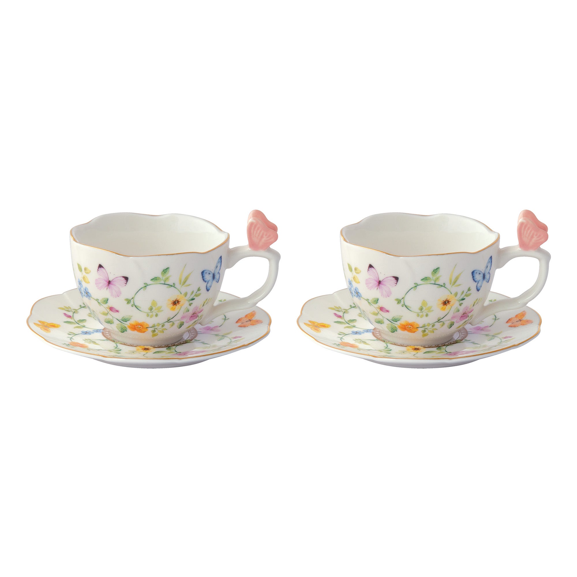Set 2 cesti pentru cafea si farfurii, 120 ml, Dancing Butterflies - COOKSHOP SPECIALS