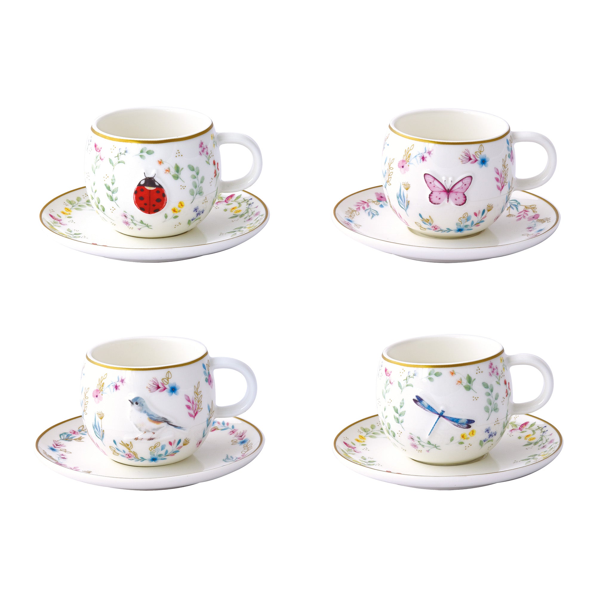 Set 2 cesti pentru cafea si farfurii, 120 ml, Fancy Garden - COOKSHOP SPECIALS