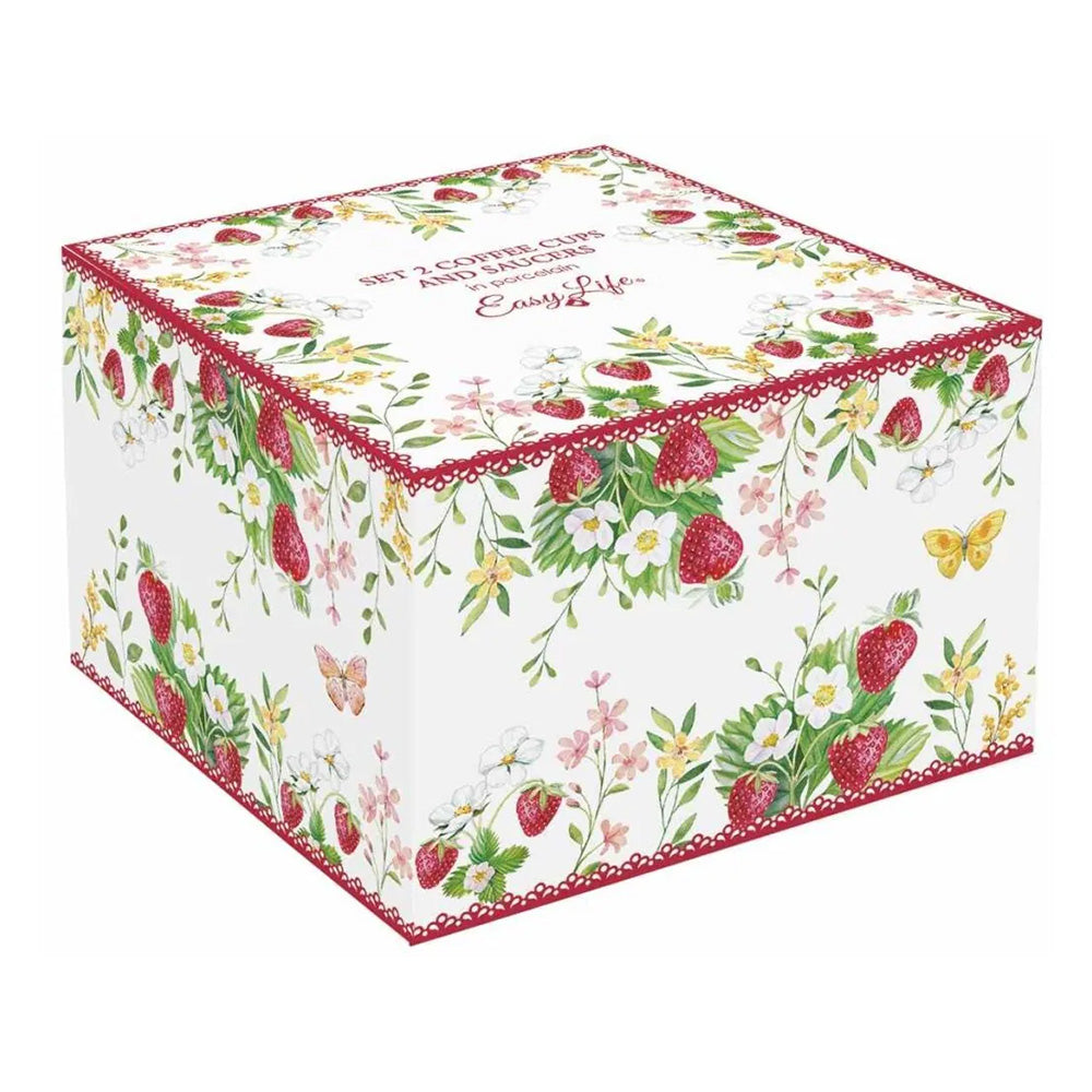 Set 2 cesti pentru cafea si farfurii, 120 ml, Strawberry Garden - COOKSHOP SPECIALS