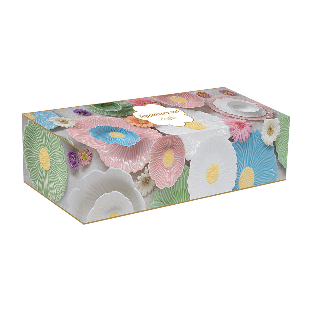 Set 3 boluri din portelan cu suport din lemn, Daisy - COOKSHOP SPECIALS