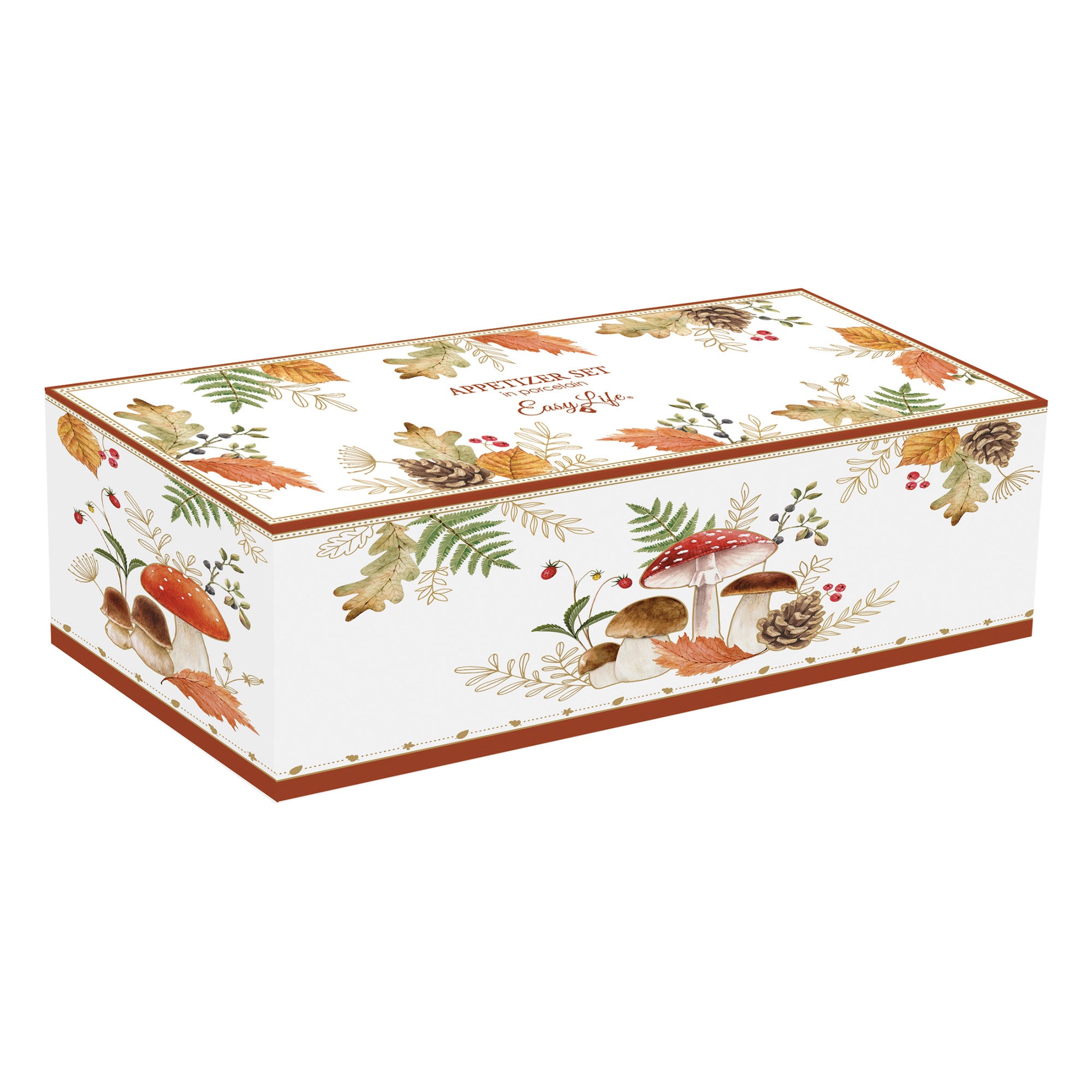 Set 3 borcane din portelan cu lingurita si suport din lemn, Forest Breeze - COOKSHOP SPECIALS