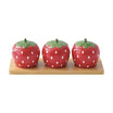 Set 3 sosiere din portelan cu suport din lemn, Strawberry Garden - COOKSHOP SPECIALS